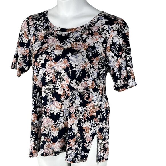 J Jill Womens L Scoop Neck Top Elbow Sleeve Tee Pima Cotton Pullover Bloomcore - Picture 3 of 12